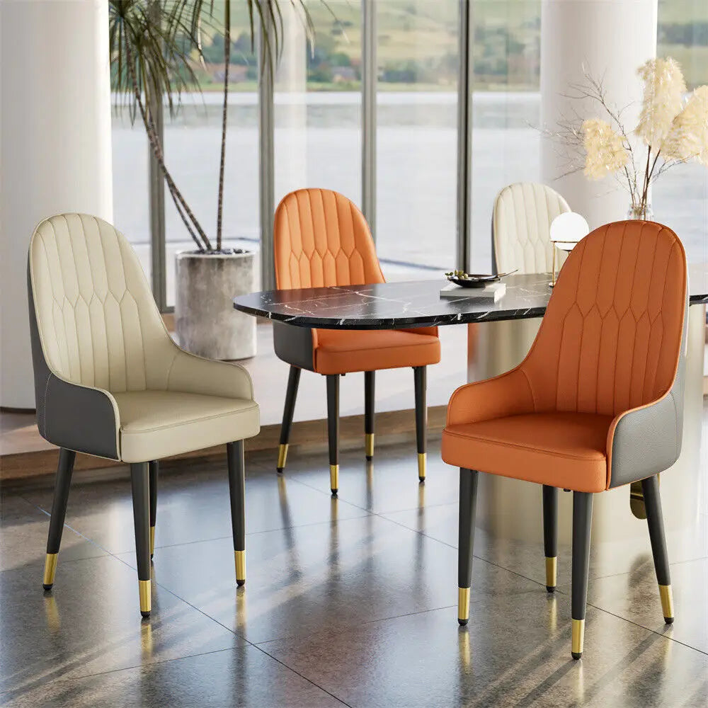 Leather Dining Chairs, Arms Modern Kitchen Dining Room Chairs, Metal legs,kitchen, apts