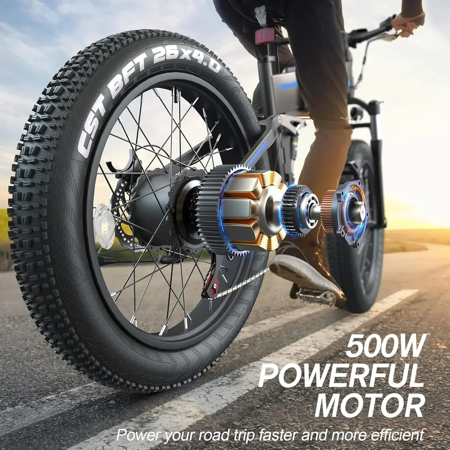 26" x4.0 Fat Tire E-Bike, Folding, Mountain Commuter, Peak 1000W Motor 21.6 MPH, Adults