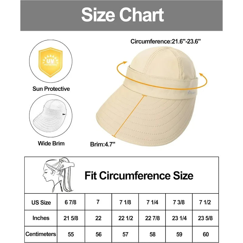 Sun Hats for Women,Wide Brim Visor UV Protction,foldable, Dual Purpose for Beach Summer