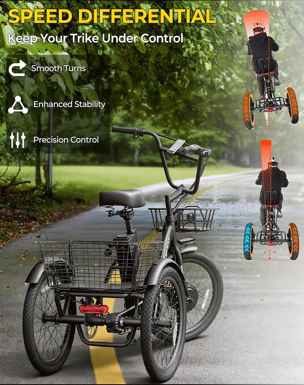 E-Trike, 500W(Peak 1000W) ,Adults, 20" Folding 3-Wheel Electric Bicycle, Step-Thru E, Customized