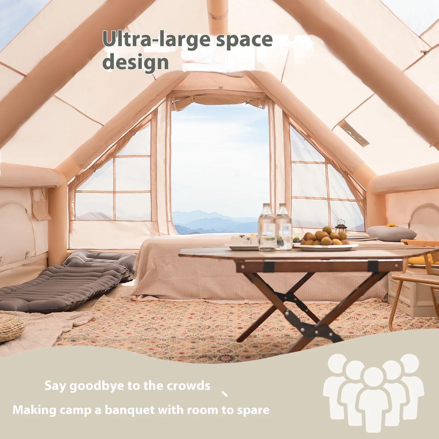 Inflatable Tents Camping, Luxury, Inflatable, Stove Plug, 4/6/8 Person Family Camping