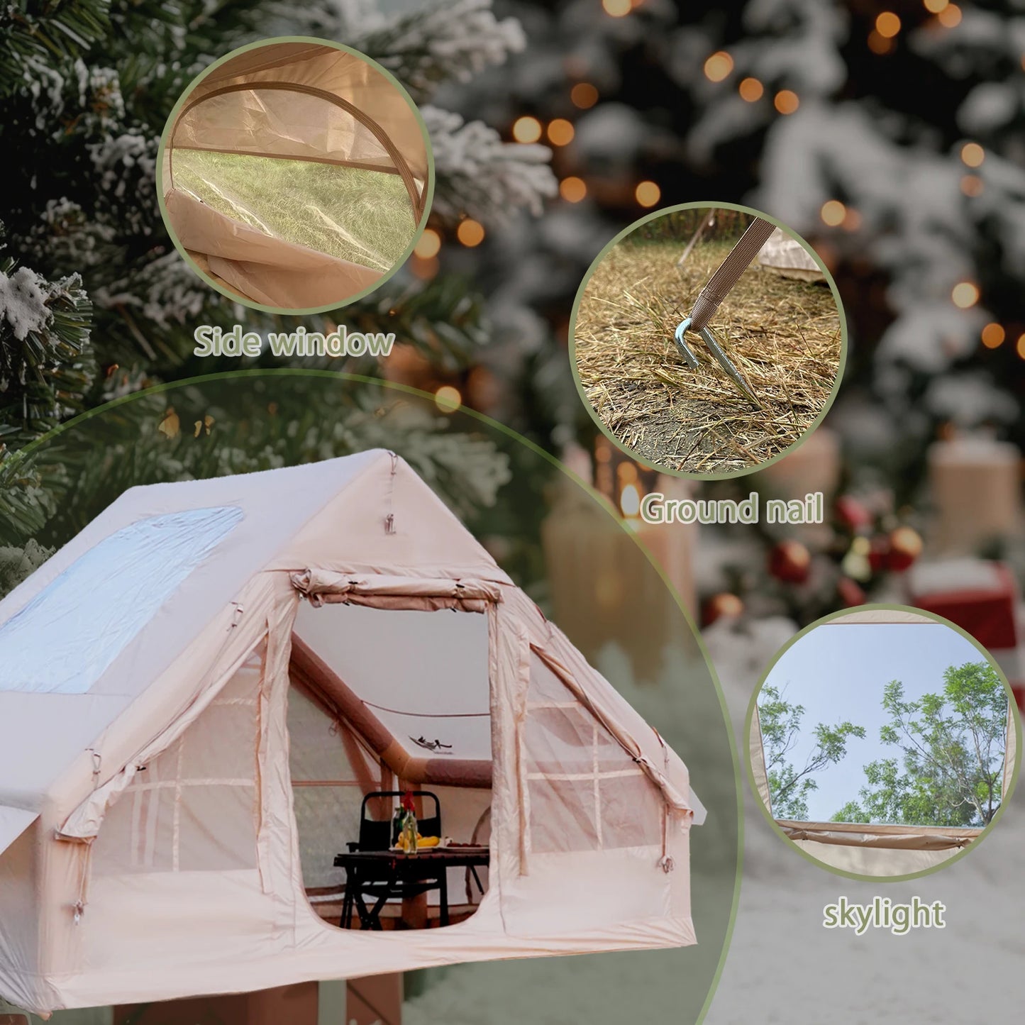 4-8 Person Inflatable Camping Tent - Quick-Setup Air Frame, 4-Season Waterproof Shelter, Stove Jack