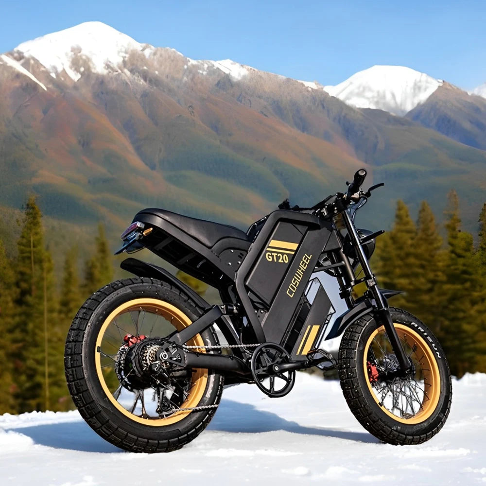 Coswheel Electric bike, Adult 2000W 60V Off-Road Motorcycle Mountain  20Inch Fatbike tires