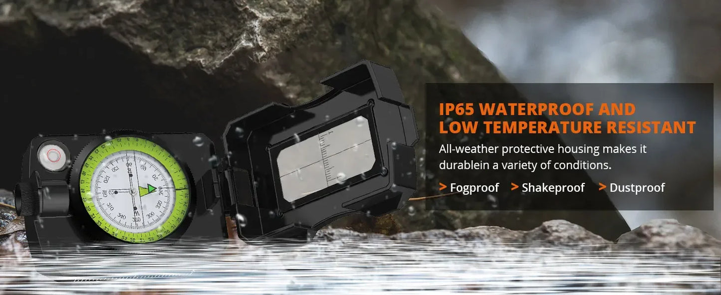 Proster Hiking Compass - Aluminium, Waterproof, Clinometer, Fluorescent Scale, Carry Bag (128 chars)