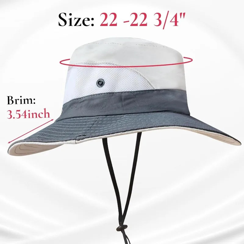 Ponytail sun hat for women with wide brim UPF 50+ fishing and beach