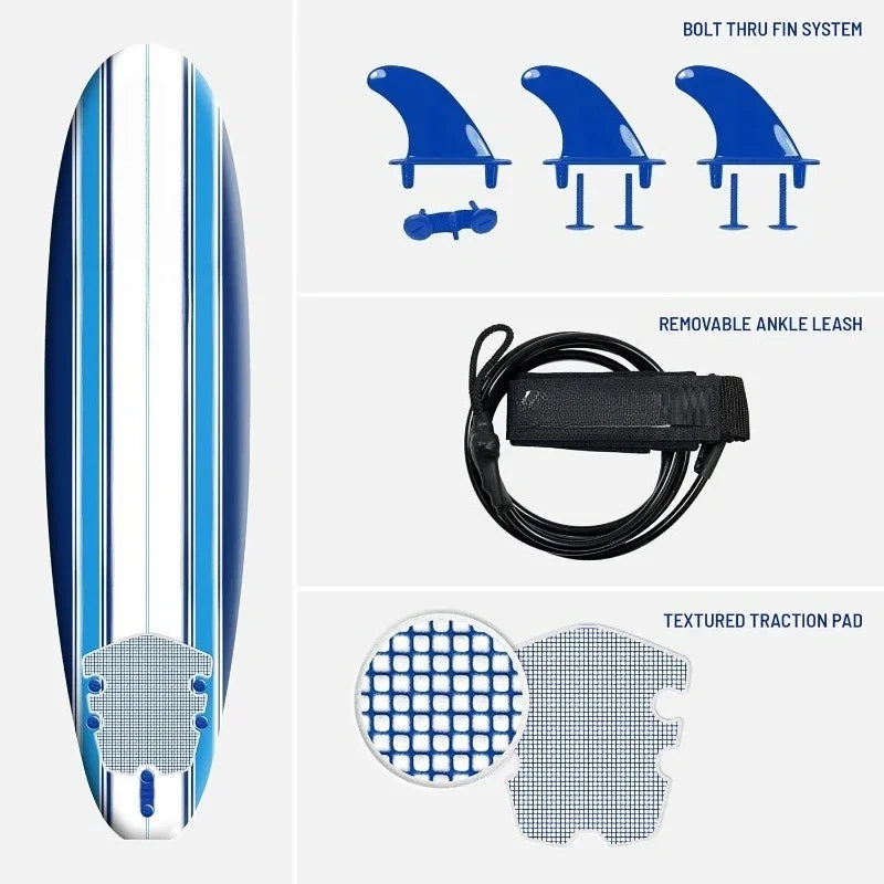 Best seller  Beginners,All Surfing Levels Set Includes Leash Classic Soft Top Foam 7ft Surfboard