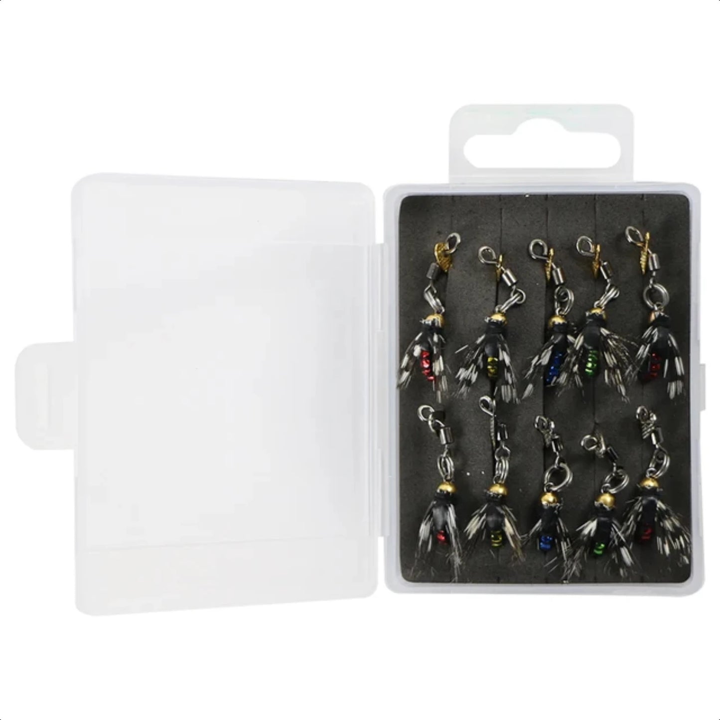 10pcs 8# Fly Fishing Bait Sets 4-color Micro Fly Fishing Spool