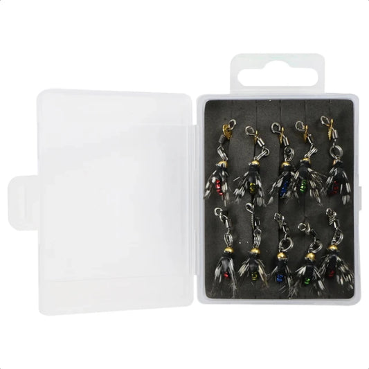 10pcs 8# Fly Fishing Bait Sets 4-color Micro Fly Fishing Spool