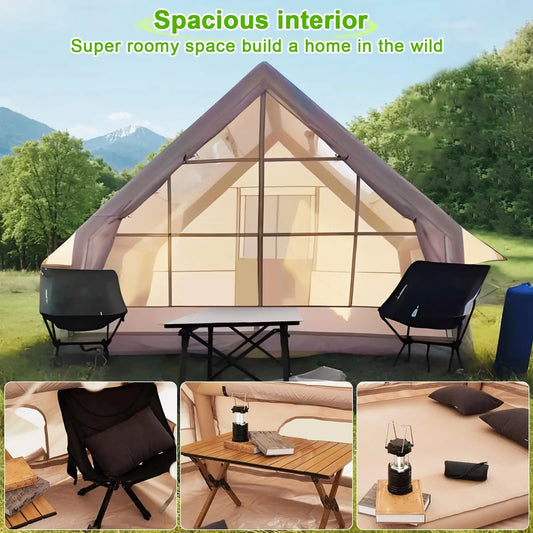 Large inflatable tent 67.8 Square Feets inflatable, 4-6 people,4 Season Glamping Tent,Waterproof