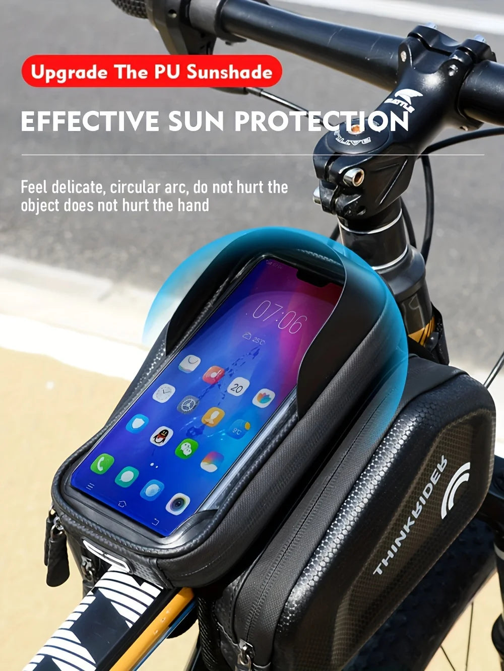 Bike Bag Frame Front Top Tube Cycling Bag Waterproof 7in Phone Case Touchscreen Bag MTB Pack