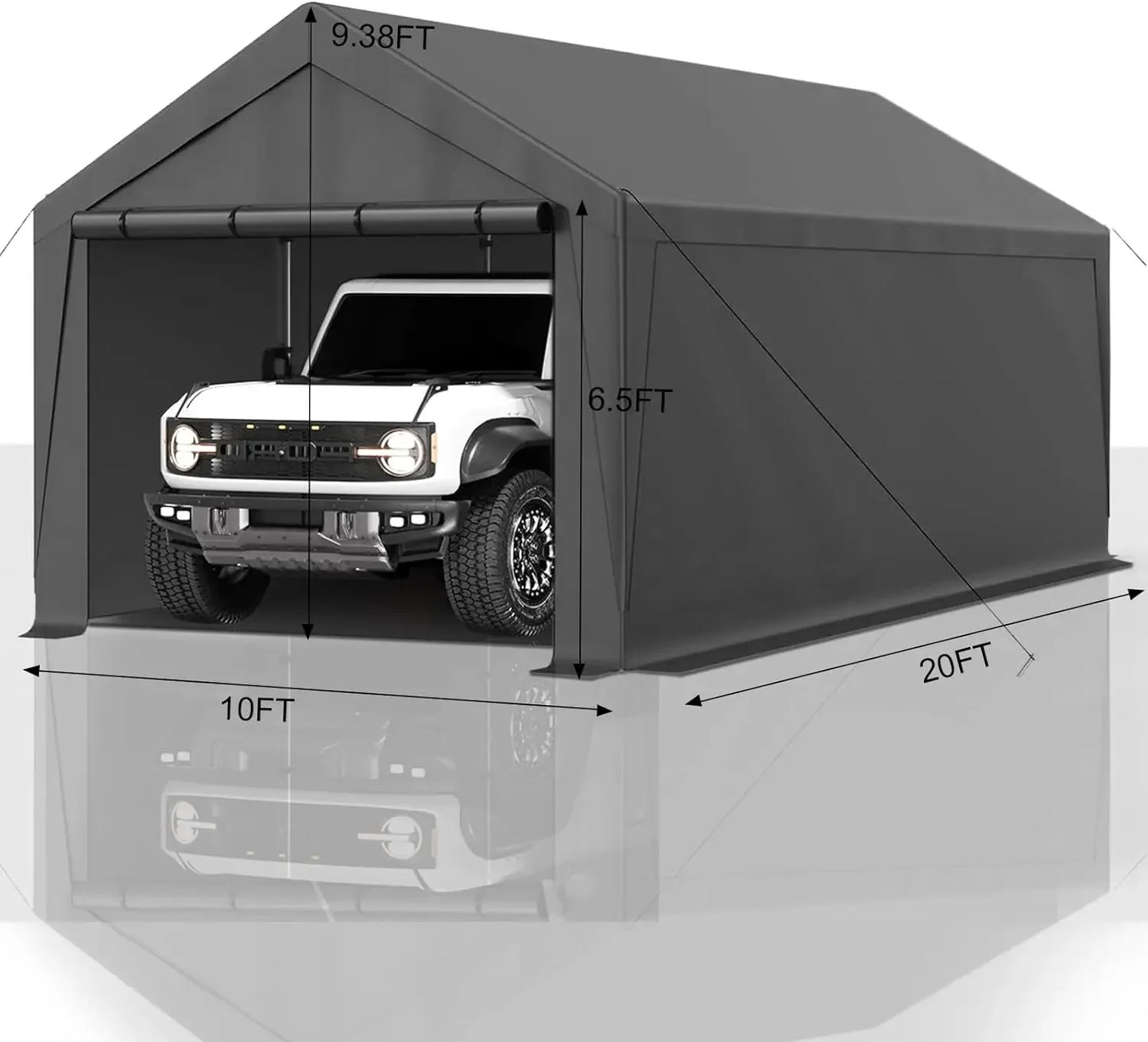 Carport 10x20 Ft Heavy Duty Steel Canopy Storage Shed,Portable Garage, All-Season Carport (Grey)