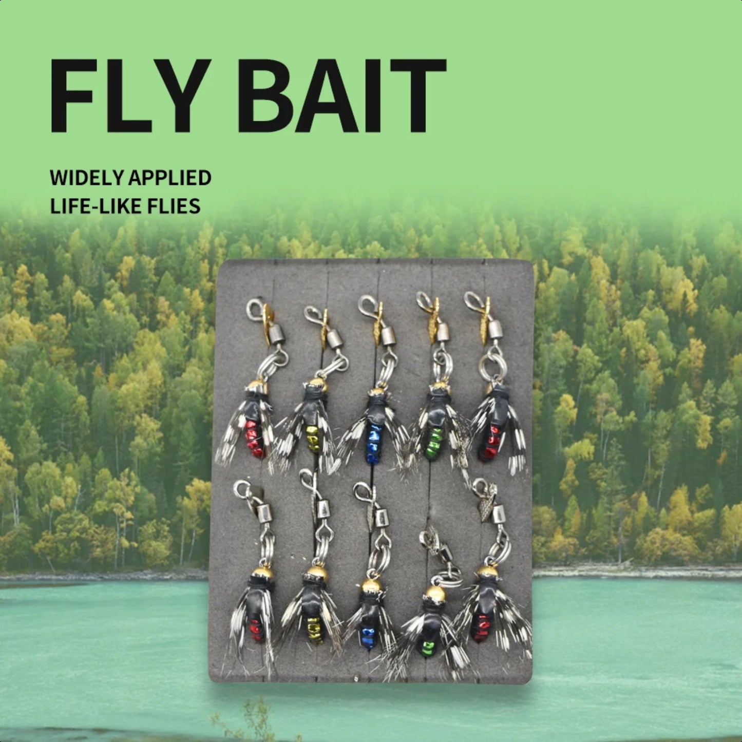 10pcs 8# Fly Fishing Bait Sets 4-color Micro Fly Fishing Spool