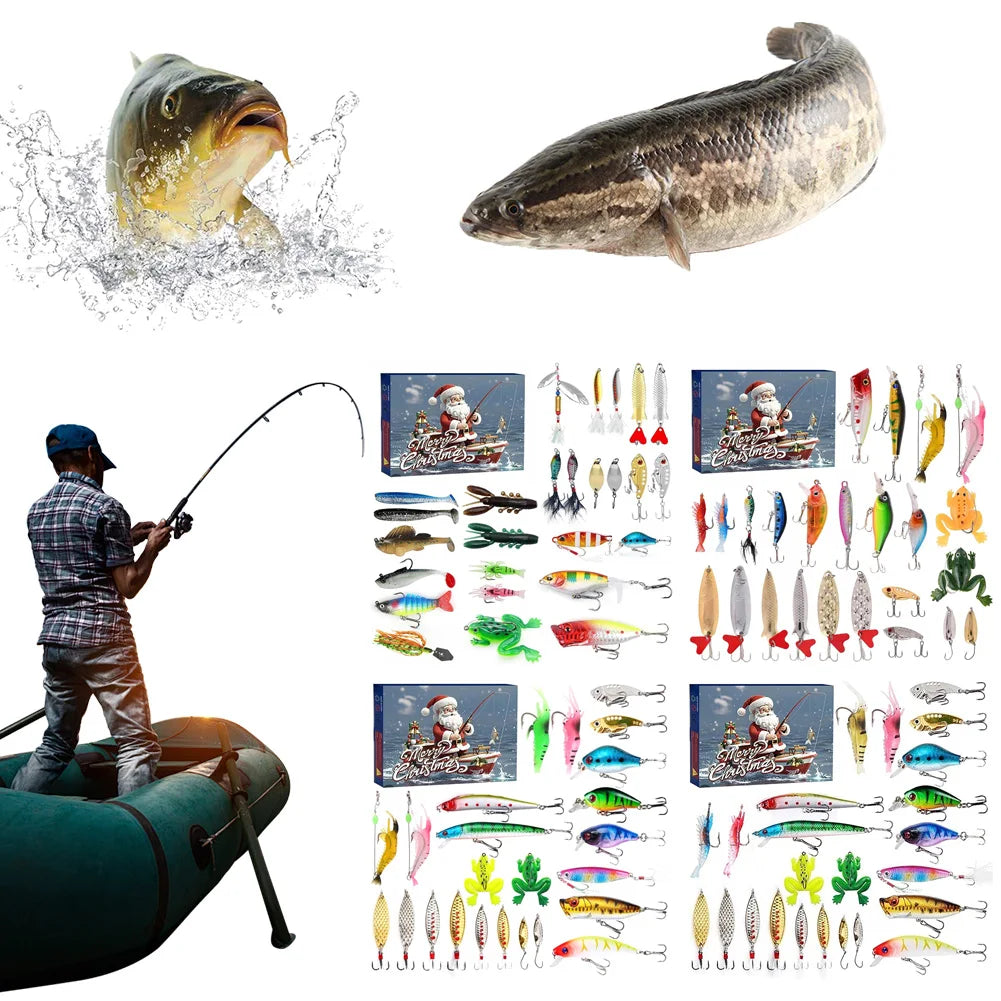 24 Days Fishing Lures Set Surprise Bait Gift for Fishing Lovers Father Boyfriend Brother
