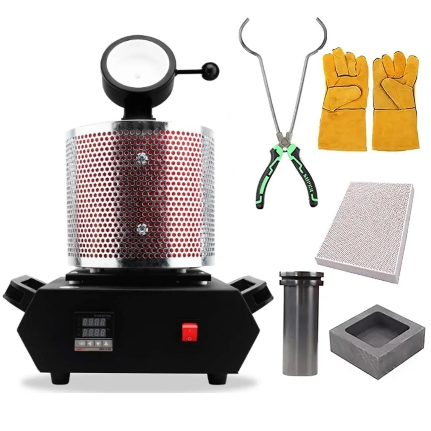 3KG Digital Gold Melting Furnace Machine Oil Groove Brick 2100W Refining Precious Metal