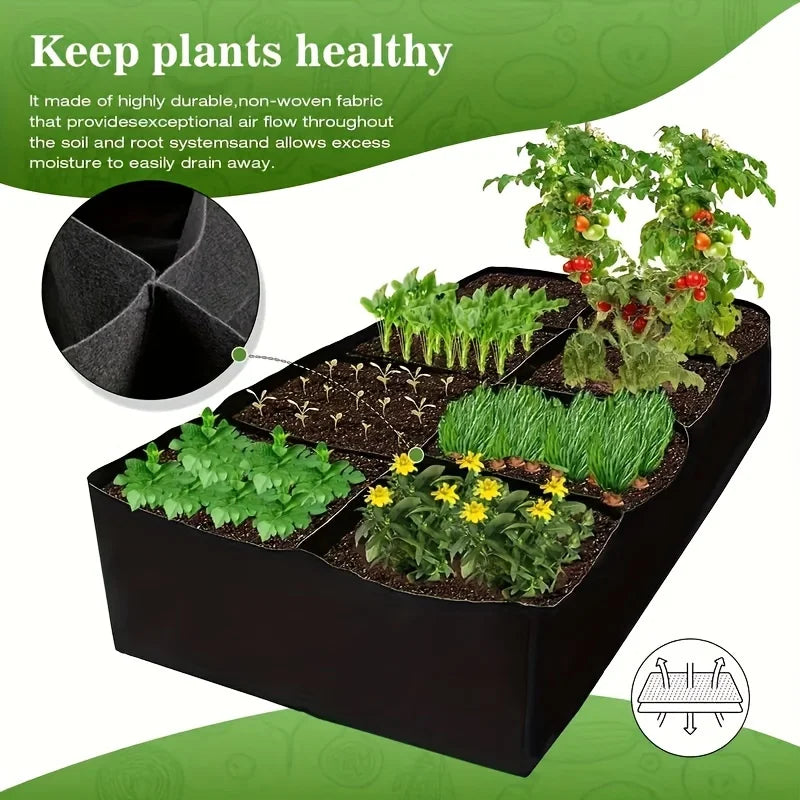 Garden Bed, 128 Gallon 8 Grids Plant Grow Bags, 3x6FT Breathable Planter Raised ,Vegetables Flowers