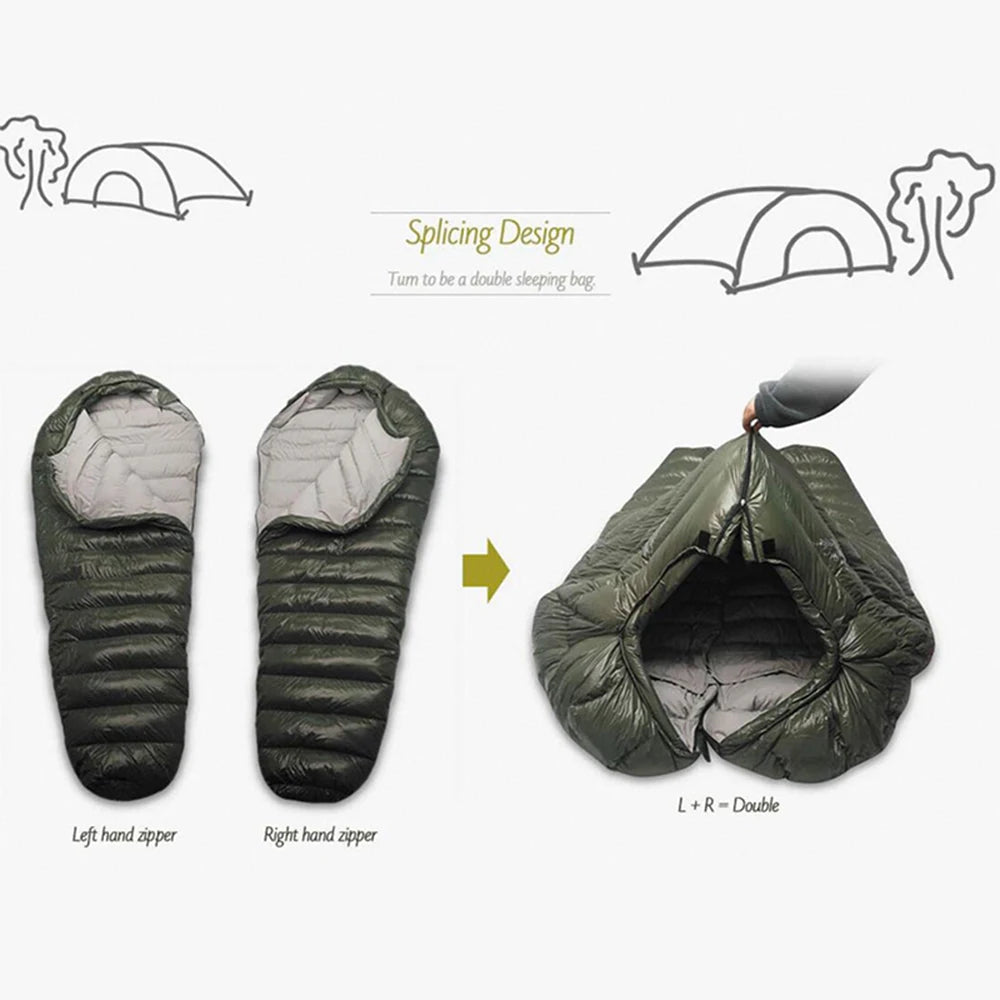 Kamperbox Outdoor Camping Down Sleeping Bag Winter Warm Sleeping Bag Camping Waterproof