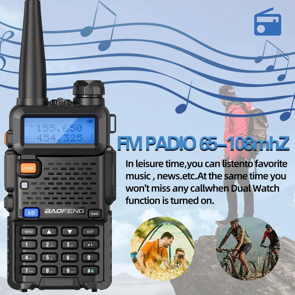 2PCS UV-5R Walkie Talkie Dual Band VHF UHF TwowAYLong Range 128CH VOX Transceiver UV5R UV 5R Ham Radio