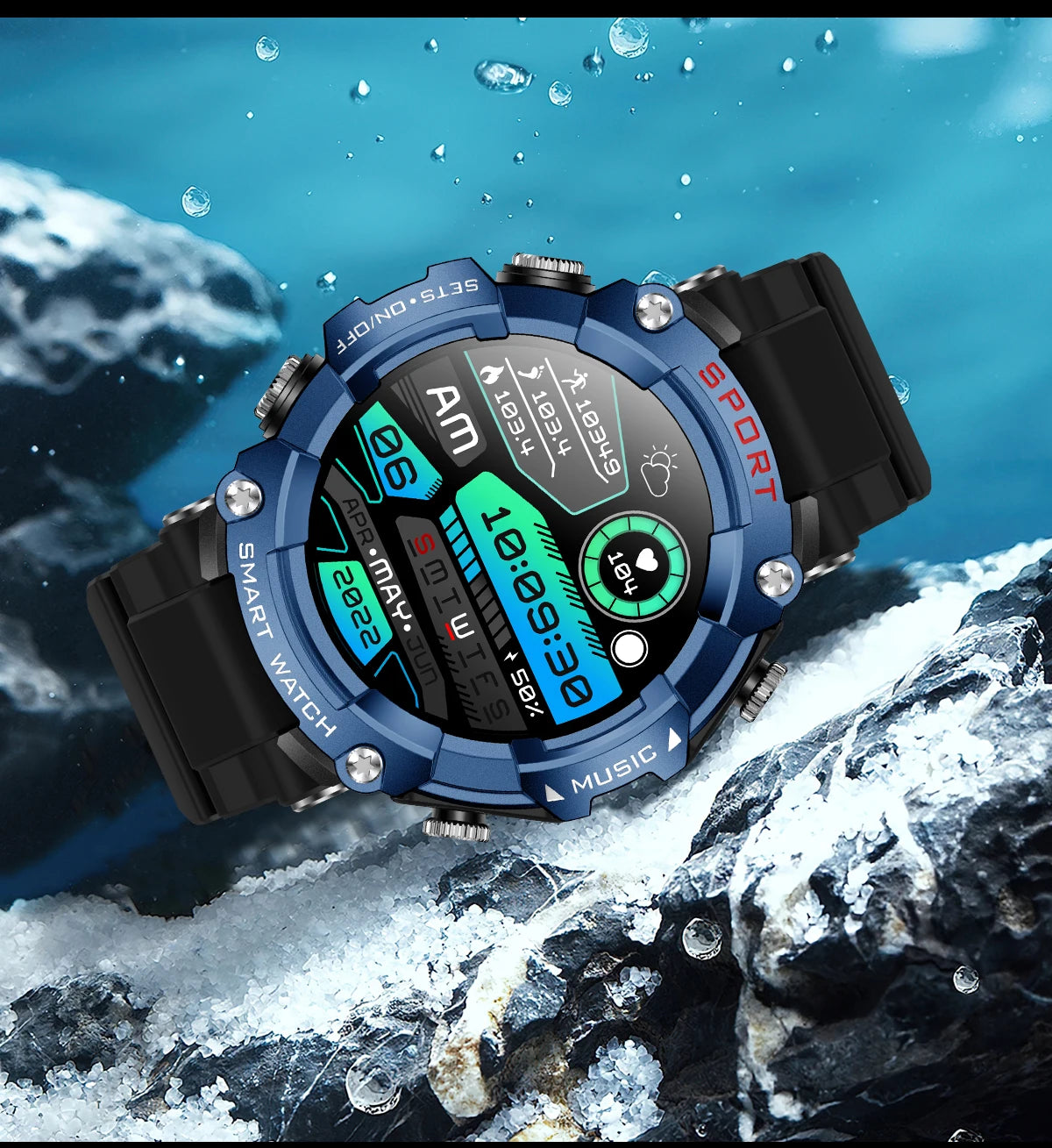 Smart Watch AMOLED Display In-Ear Bluetooth Headset Heart Rate Blood P, Oxygen Sat. Monitoring HD