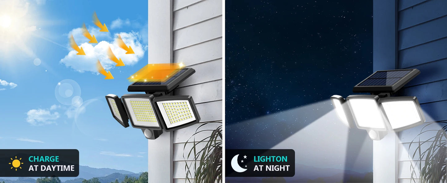 3Pack Outdoor Solar Lights, 210LED 2500LM Motion Sensor Security Lights, IP65 Waterproof