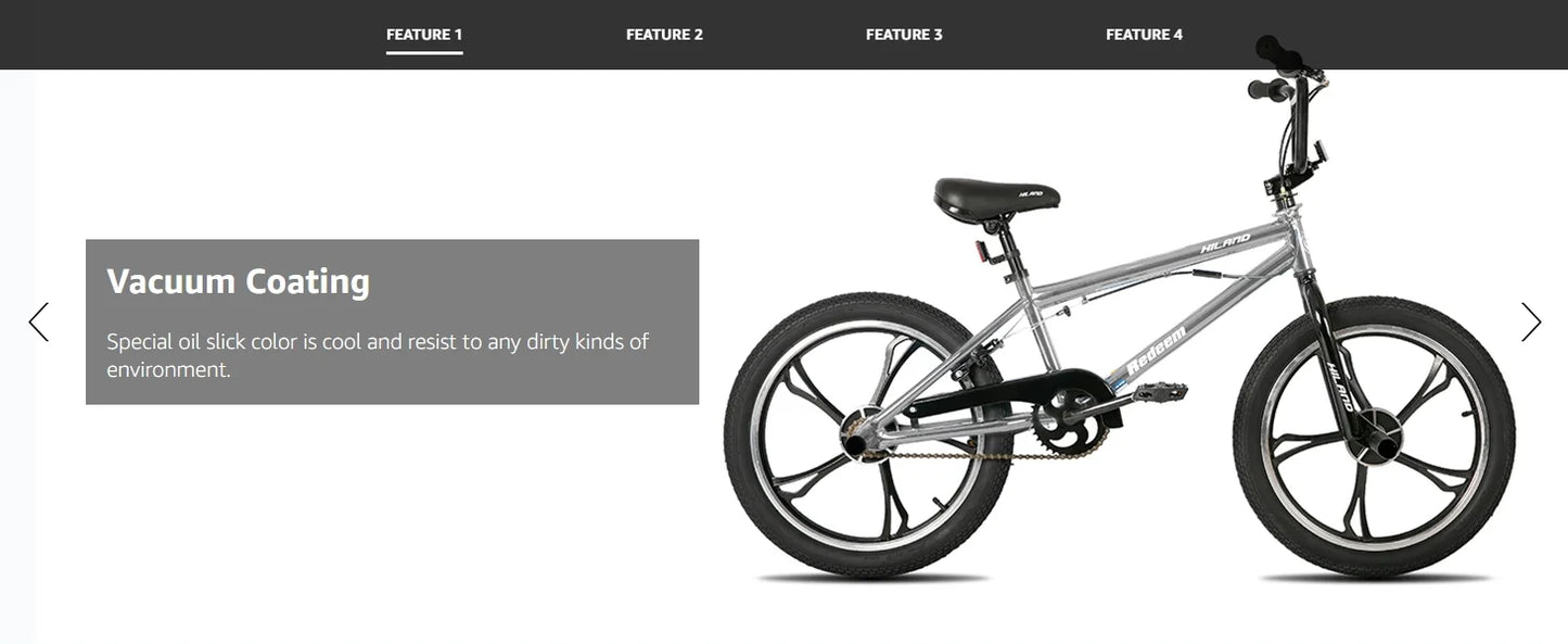 20 Inch Kids BMX Bike for Boys Girls Ages 5-12, 360 Degree Rotor Freestyle, 4 Pegs Single Speed