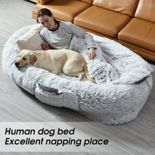 Human Dog Bed, 71''x45''x12'' Size Fits You  Washable Faux Fur Doze Off, Napping Orthopedic