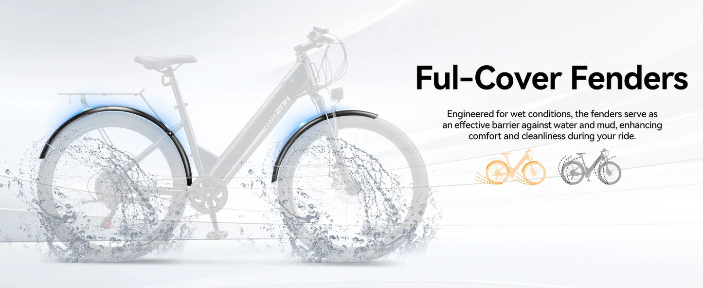 1000W Peak Electric Bike for Adult,26" Tires 50Miles Range Commuting Ebike,Removable,20MPH,7-Speed
