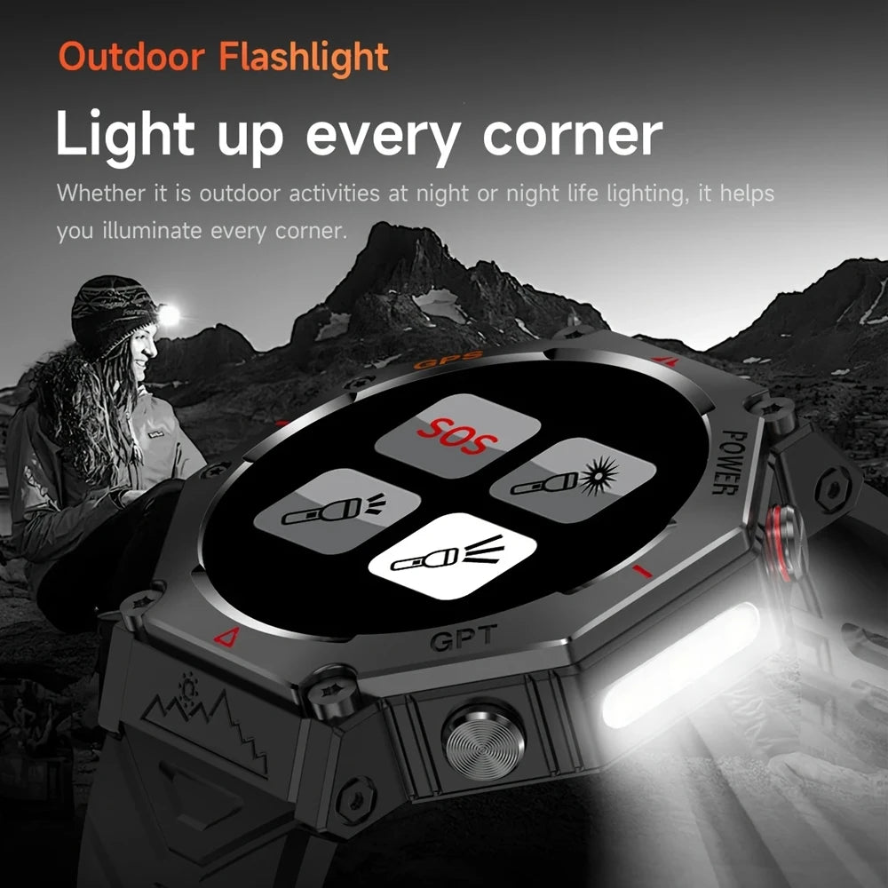 GPS Smart Watch Men Built-in GPS Bluetooth Call AI GPT Fitness Tracker Waterproof Military Sports
