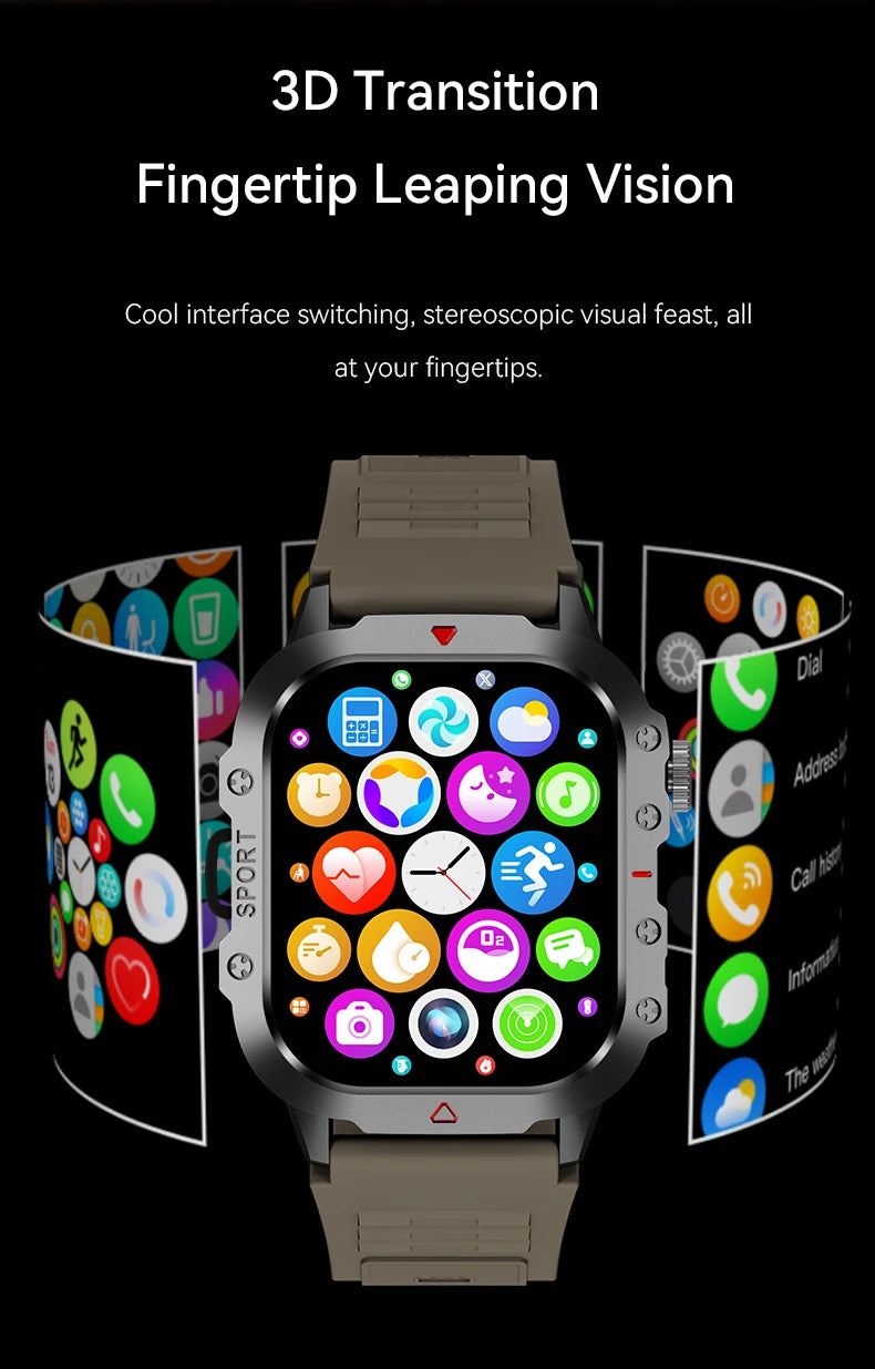Smart Watch Bluetooth Voice Call LED Flashlight Health Monitor Outdoor Sports Smart