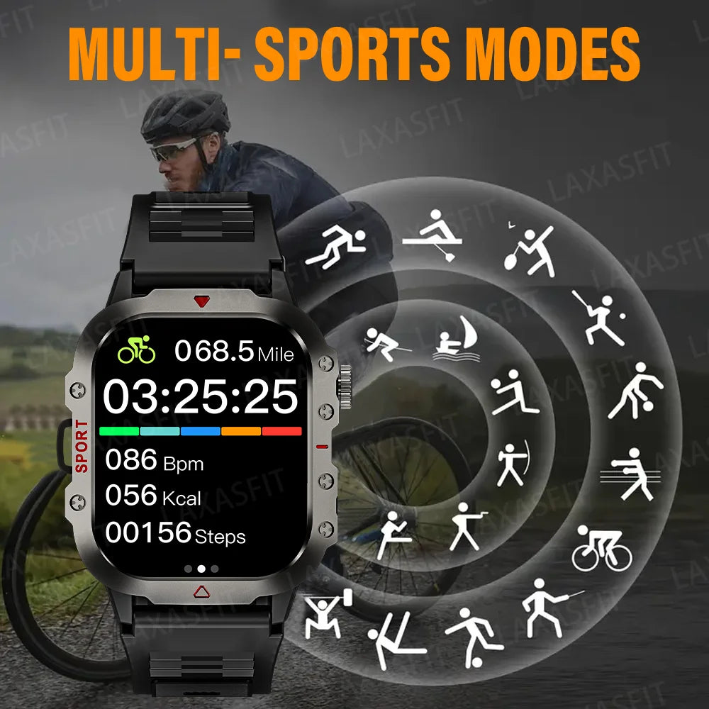 Smart Watch Bluetooth Voice Call LED Flashlight Health Monitor Outdoor Sports Smart