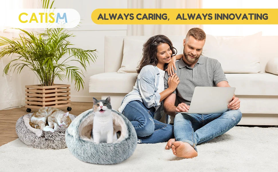 25'' Pet Cat /Dog Bed Nest Soft Comfortable Semi-enclosed Cat NestPet house