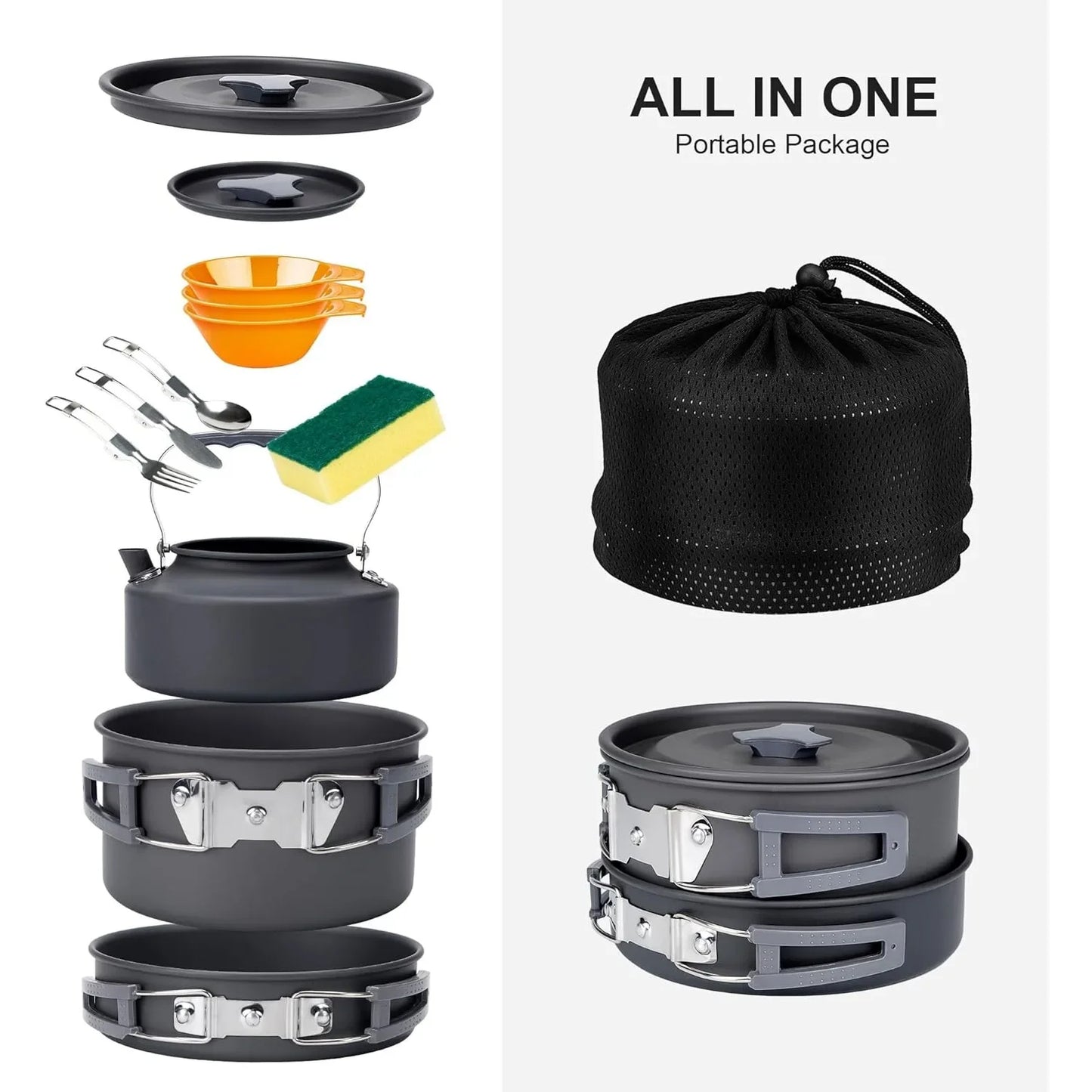 Camping Cookware, Portablewith Accessories, Camping Gear