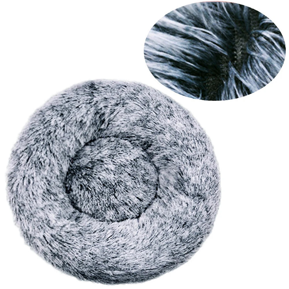 Round Dog/ Cat Bed Plush Basket Washable Pet Bed for Small Medium pet