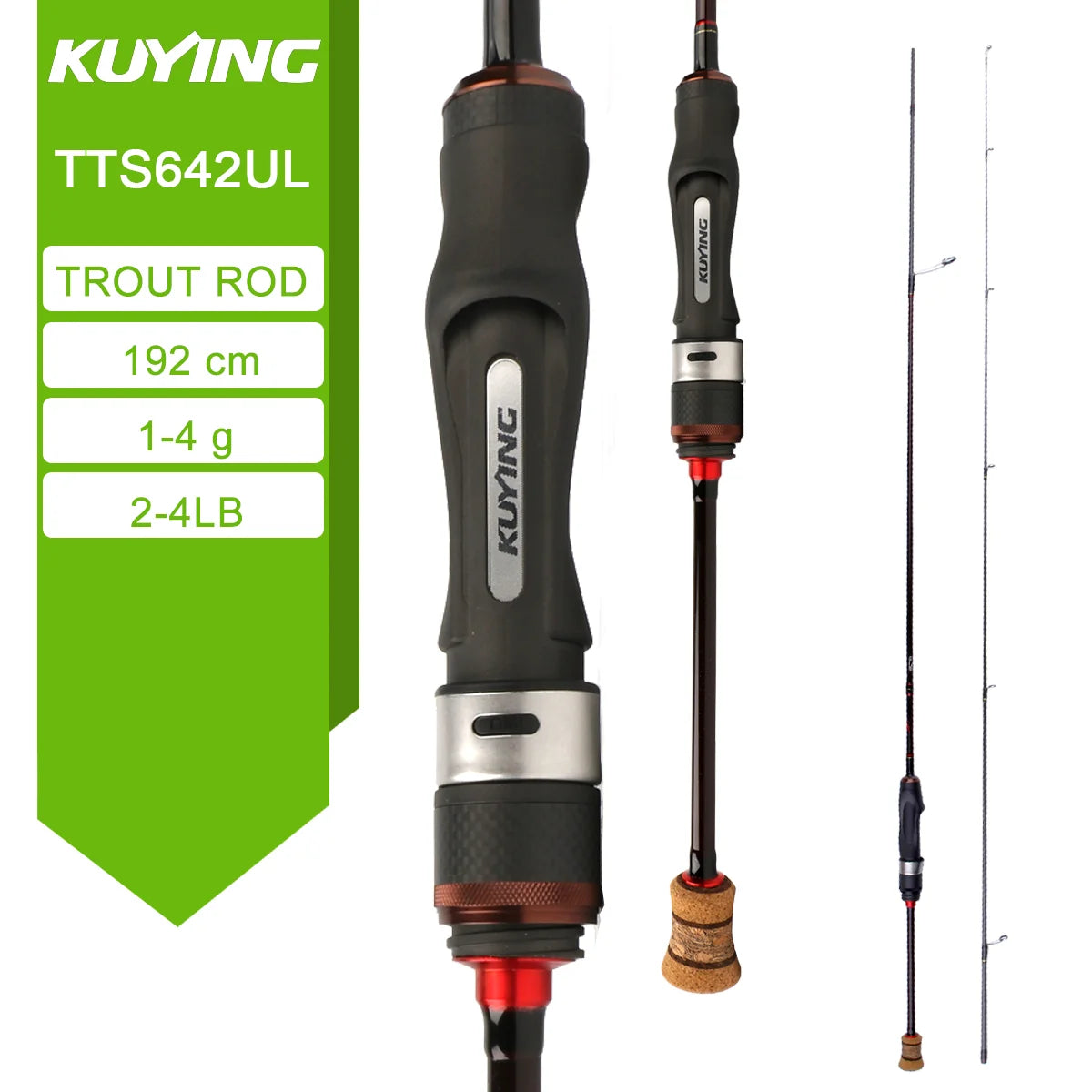 LUL SUL 5'2" 6' 6'3" 6'4"6'2" 6'6" Fishing Rod Lure,Spin/cast FUJI Carbon 1-4g 0.8-3g 2-10g M-Fast