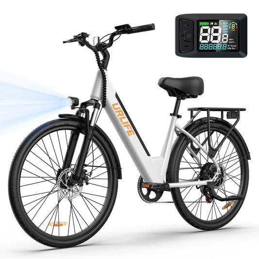 750W E-Bike Commuter 26x2" Tires 48V 10.4Ah Remove LCD Display 20MPH Speed 7-Speeds Hyd, Disc Brakes