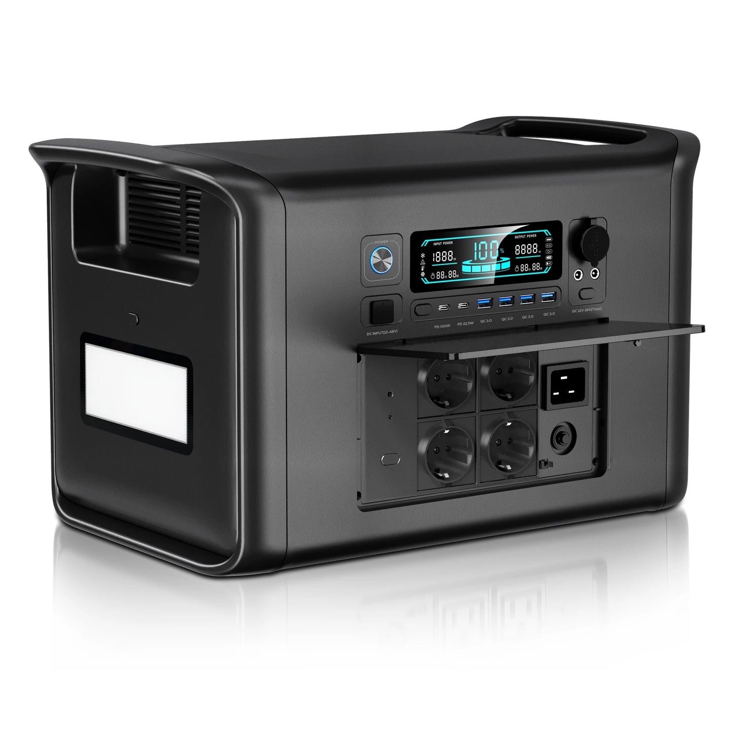 2400W Portable Power Station 2048Wh LiFePO4 External Battery Output Solar Generator Home and Camping