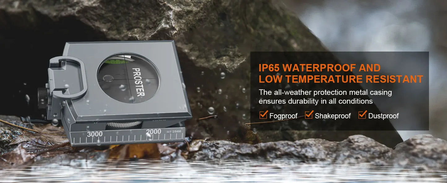 IP65 Compass Hiking Survival - Lensatic Compass,Clinometer & Bag,Camping,Hunting,Hiking,Geology