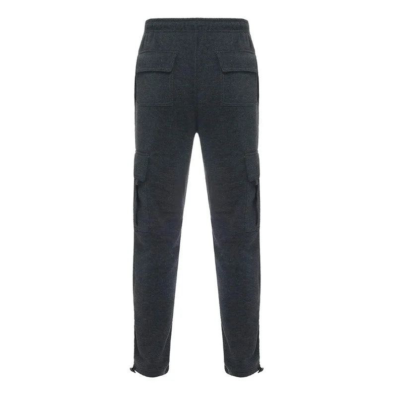 Men’s Loose Cargo Pants Casual Drawstring Elastic Waist Wide Leg Athletic Trousers