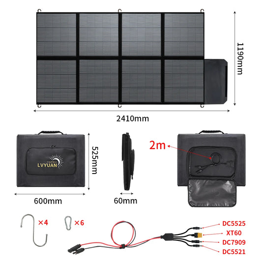 200W/400W Solar Panel Outdoor Power Generate Charge LifePo4 Foldable Power Station W/Solar Output