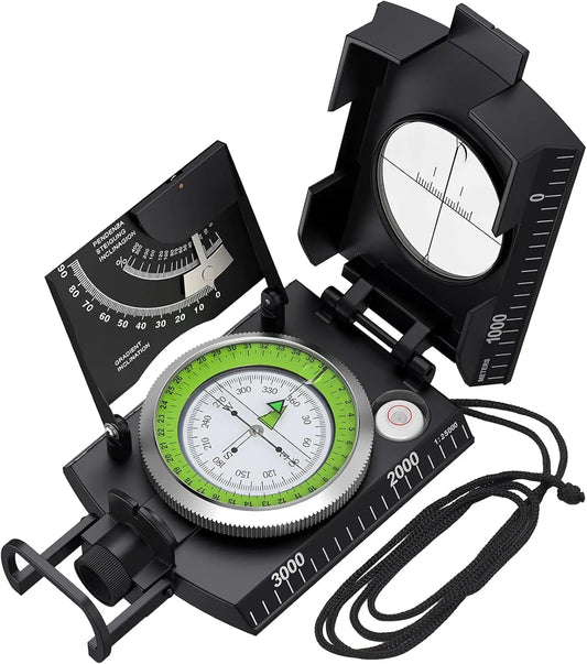 Waterproof Compass,Fluorescent Scale - Compass Navigation, Clinometer & Carry Bag Military trek