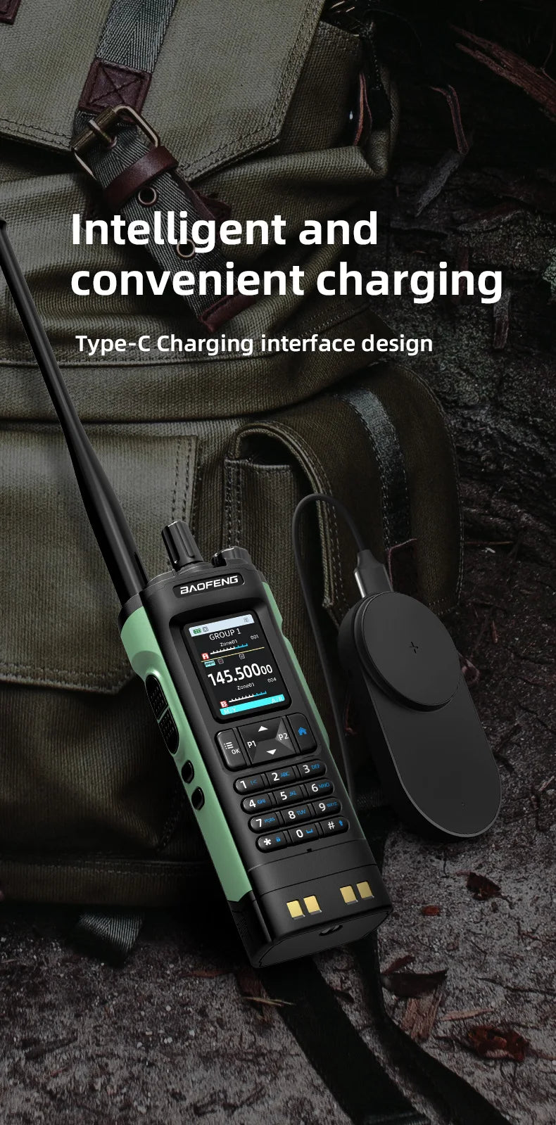 New Walkie Talkie DMR GPS 10W Program Multi Band Wireless Copy Frequency Type-C DM-32UV Ham 2 Way