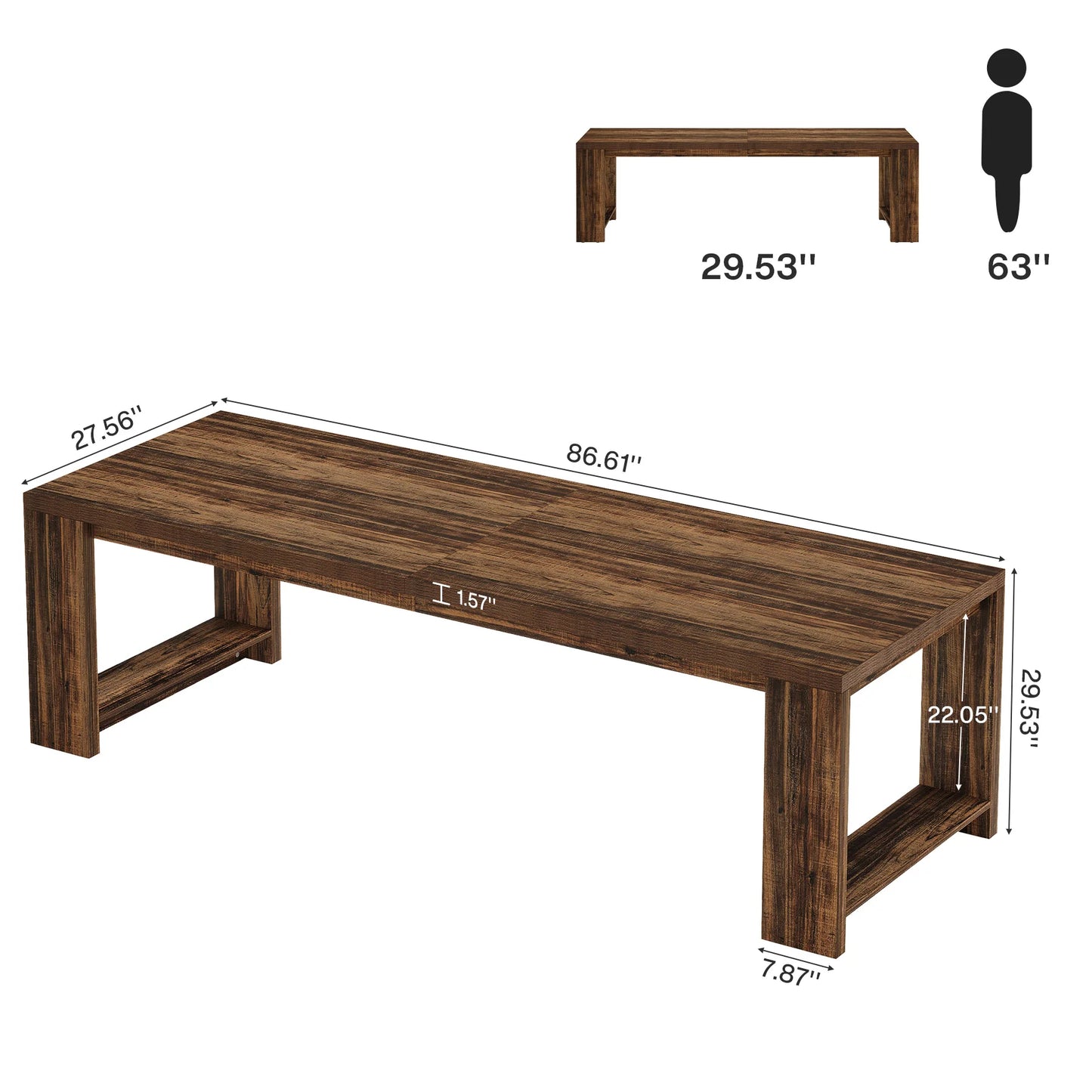 Tribesigns 86.61-Inch Dining Table for 6-8 People, Modern Long Kitchen Table,Pedestal Base, indoor