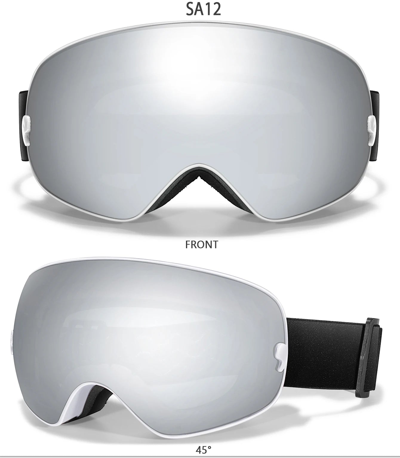 Winter Outdoor SKI Goggles Men/Women Teen, Free Optical Frame/Bag, UV400 Anti-Fog Snowboard Eyewear