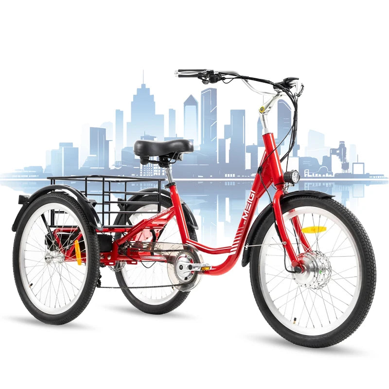 3 Wheel Electric Cargo Tricycle, Powerful Strong 750W Peak Motor 36V 24 Inch Tire Men or Women