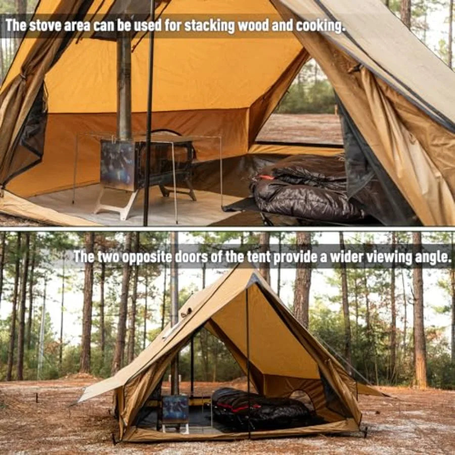 Camping Hot Tent Cabin Tent Chalet 70 Pro Portable, Stove Jack and Two Poles for 2-3 Person Hiking