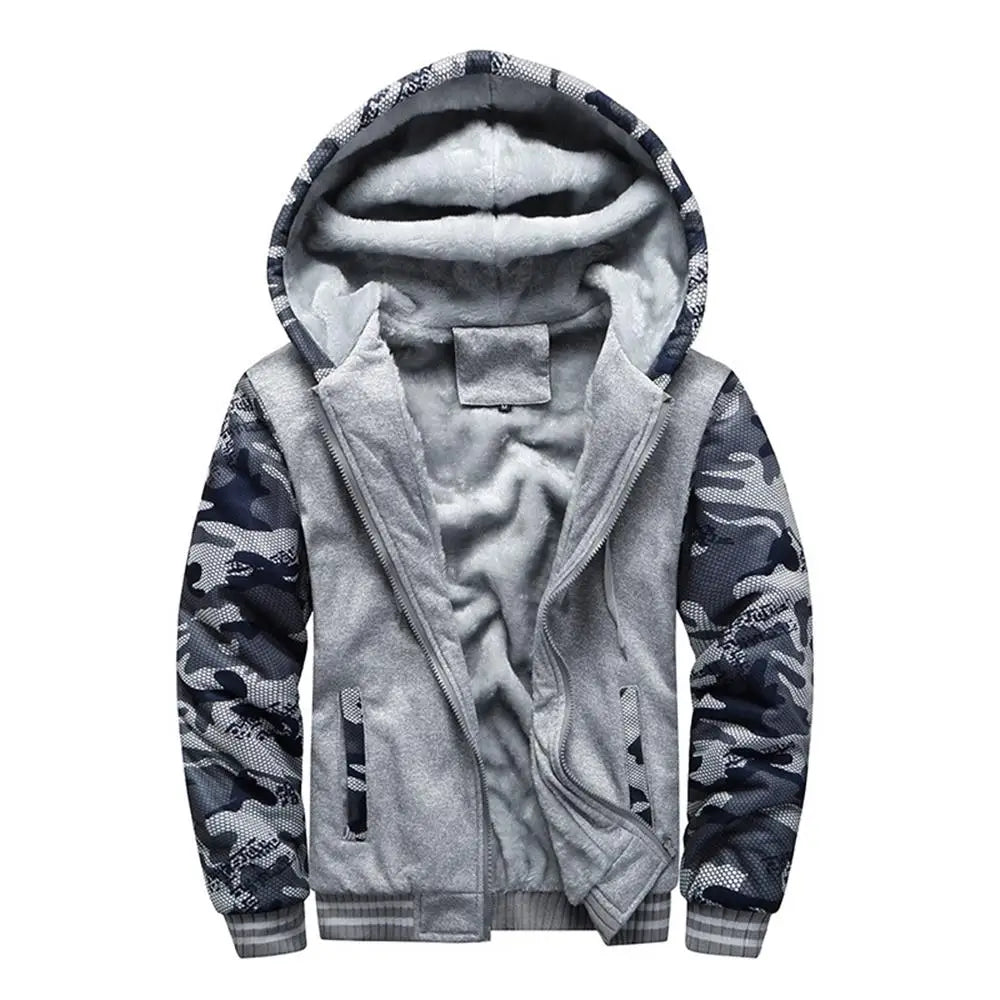 Men's Jacket Camouflage Thicken Winter Jackets for Men Fleece Long Sleeve Coat Man Casual Hoodies