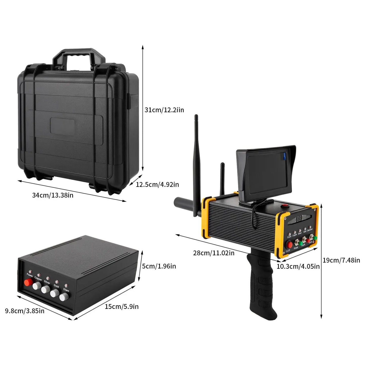 Metal Detector Gold Underground High Definition Screen for Gold Silver Copper AC100‑240V (US Plug)