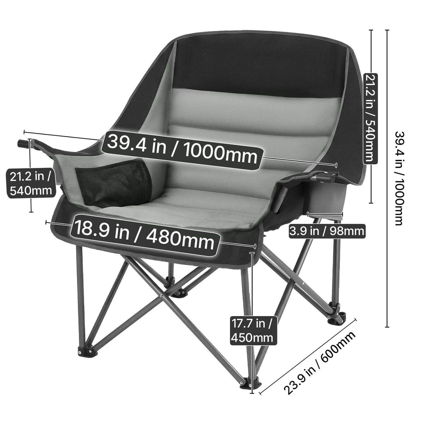 Lg.Camping Chairs 450lbs Heavy Duty Portable Padded Folding Camp Chairs w/Carry Bag
