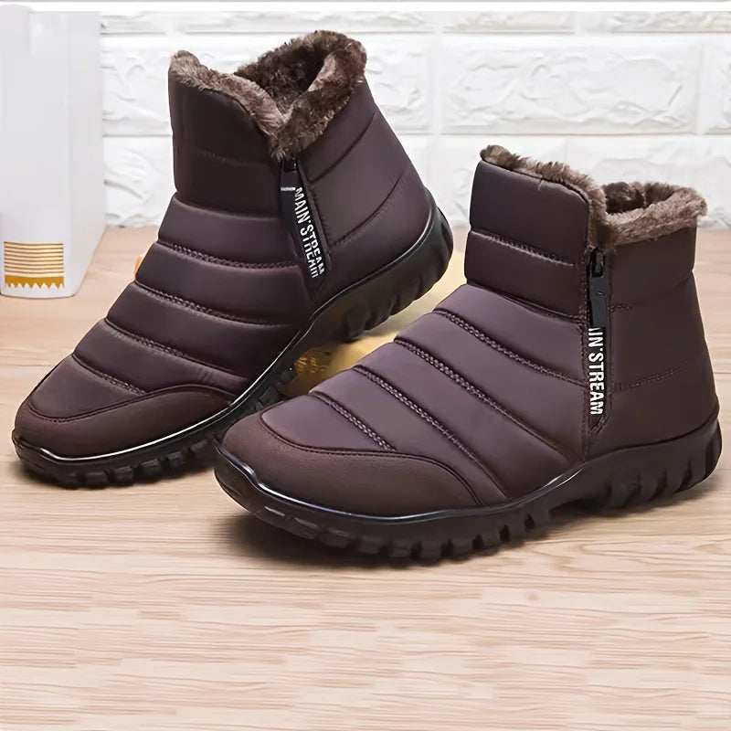 Men's sneakers Warm Cotton Zipper Snow Ankle Boots, Waterproof Snow Boots free shiping shoe