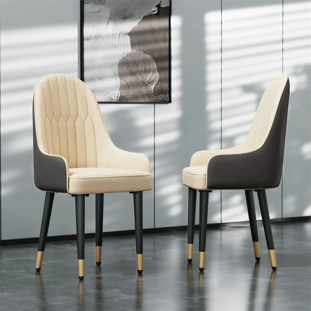 Leather Dining Chairs, Arms Modern Kitchen Dining Room Chairs, Metal legs,kitchen, apts