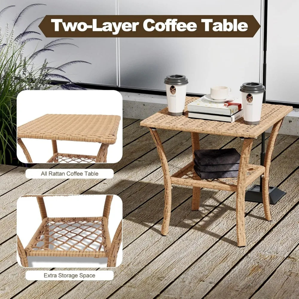 3 Piece  Swivel RockerChairs, Patio Bistro Sets, 360 Degree Swivel